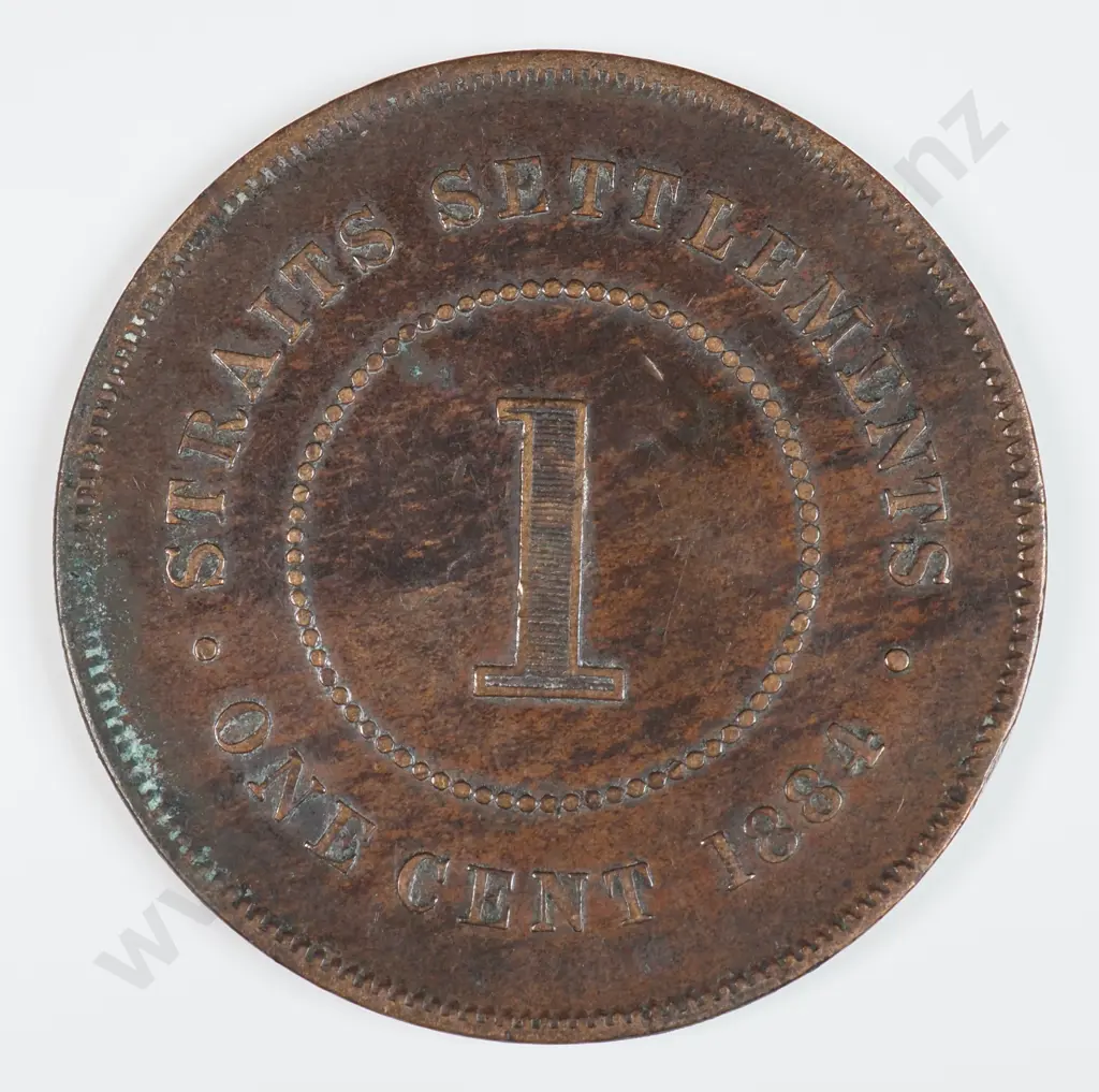 Straits Settlements 1884 One Cent, Very Fine Image 1++
