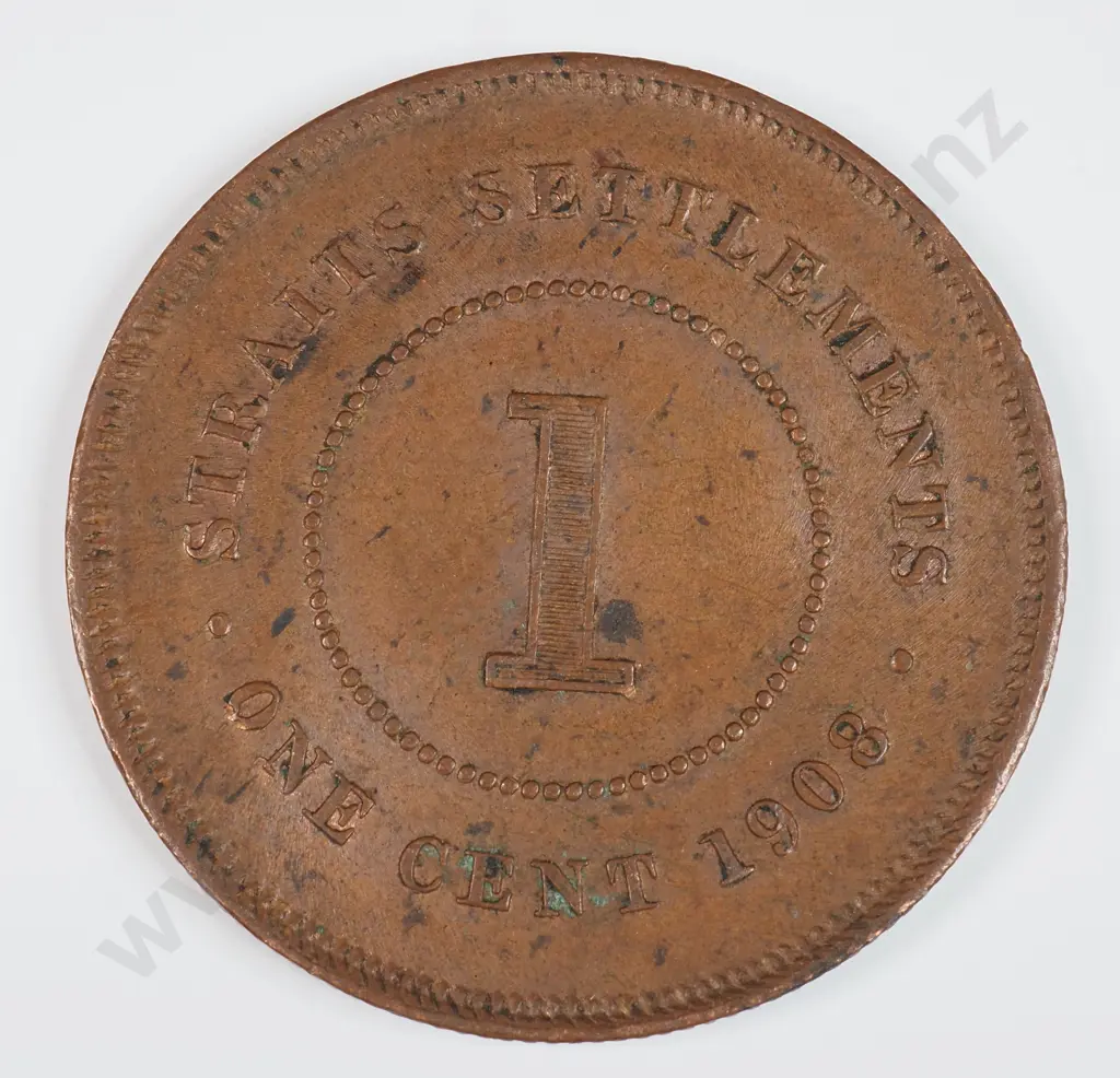 Straits Settlements 1908 One Cent, Extremely Fine Image 1++