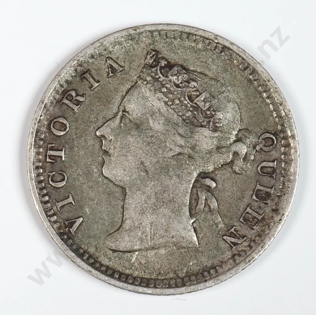 Straits Settlements 1889 Five Cents, Very Fine Image 1++