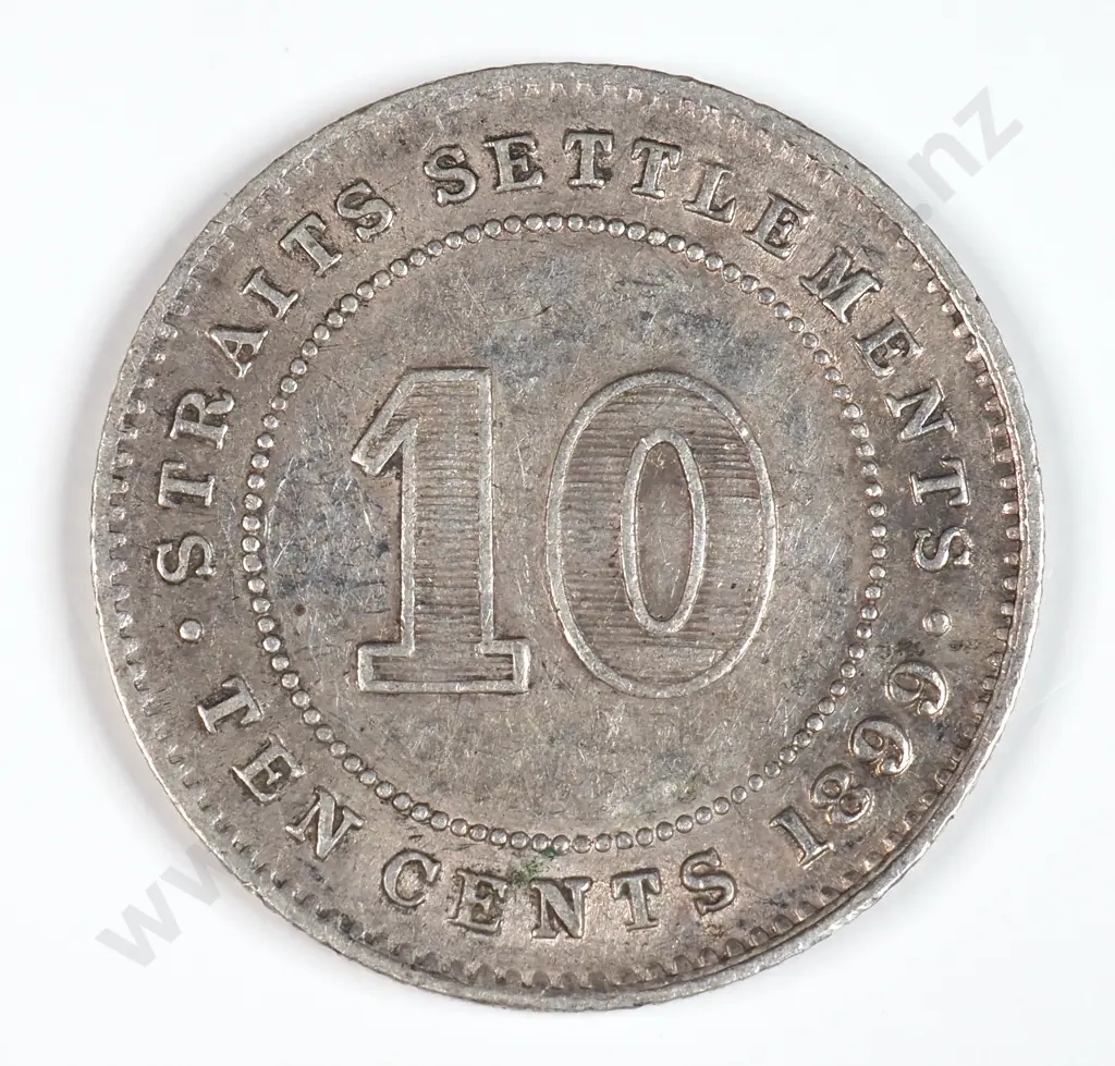 Straits Settlements 1899 Ten Cents, Extremely Fine Image 1++