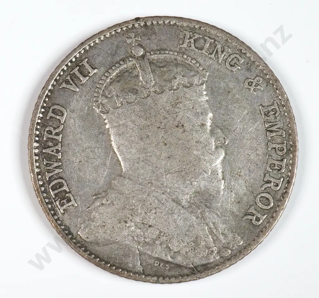 Straits Settlements 1909 Ten Cents, Fine Image 1++