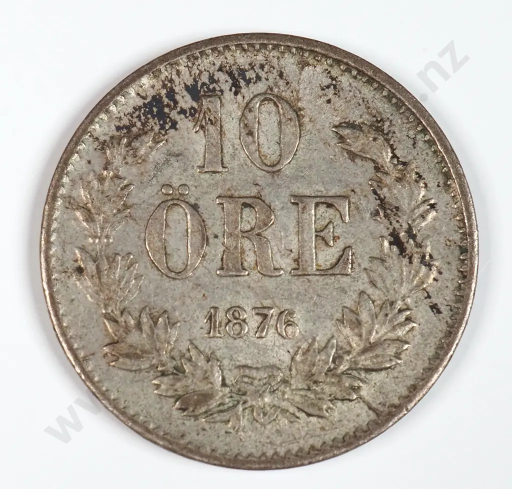 Sweden 1876 Ten Ore, Very Fine Image 1++