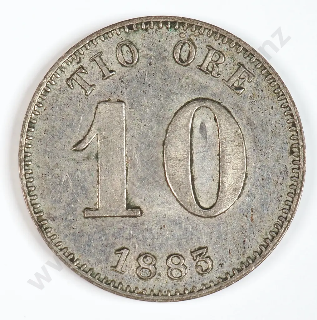 Sweden 1883 Ten Ore, Extremely Fine Image 1++