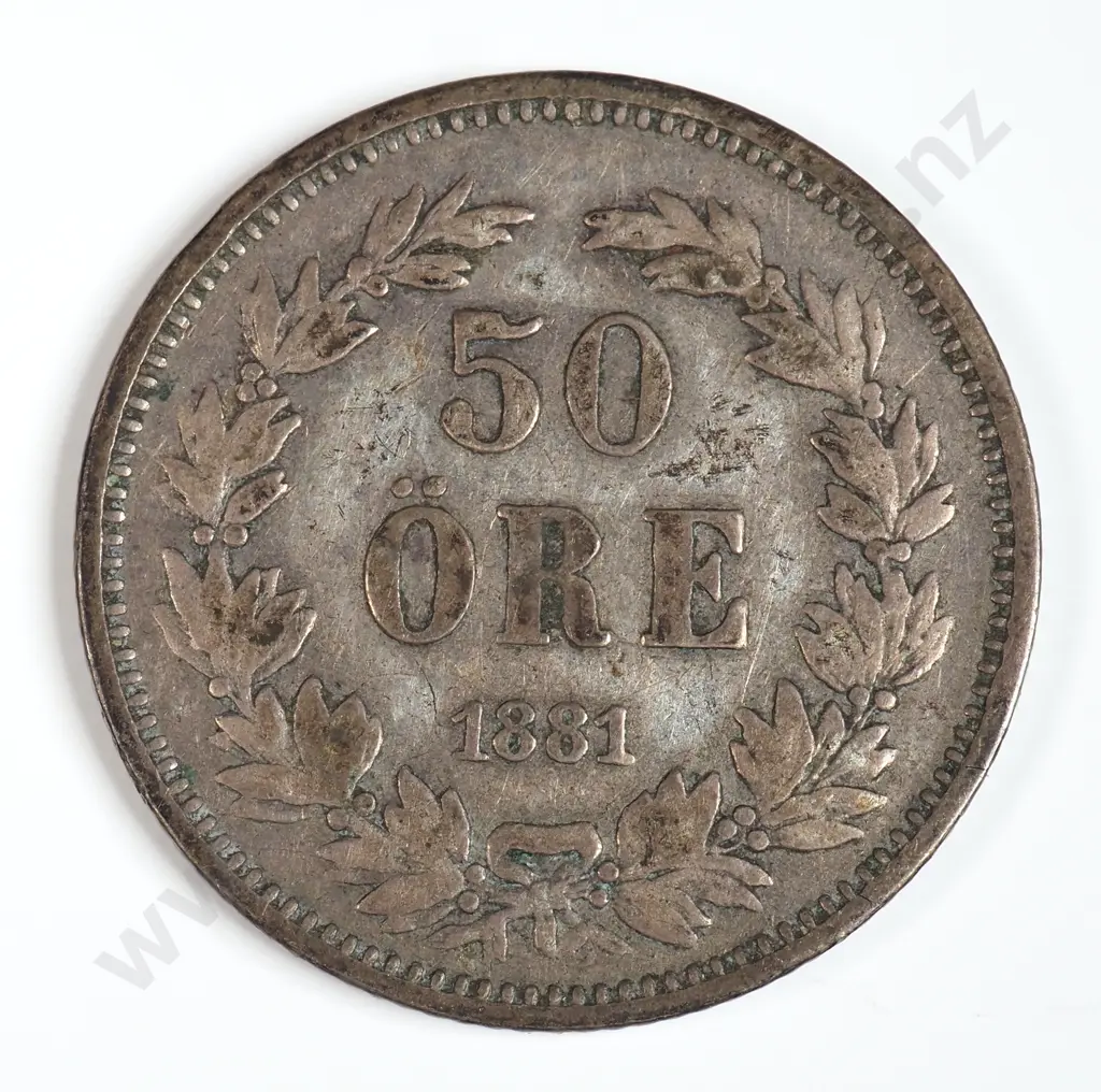 Sweden 1881 Fifty Ore, Very Fine Image 1++