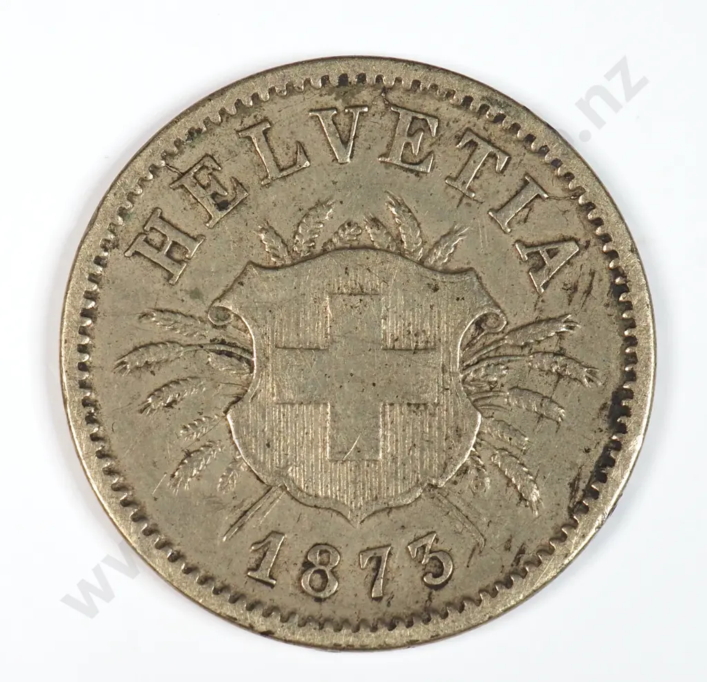 Switzerland 1873 Five Rappen, Very Fine Image 1++