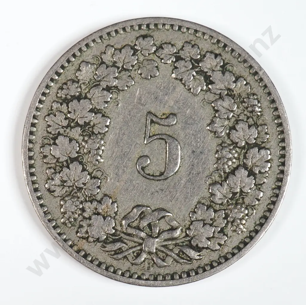 Switzerland 1887 Five Rappen, Very Fine Image 1++