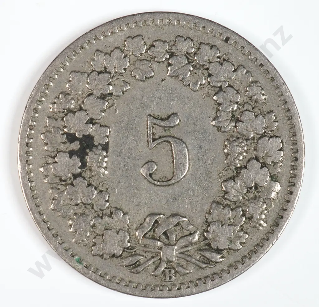 Switzerland 1897 Five Rappen, Very Fine Image 1++
