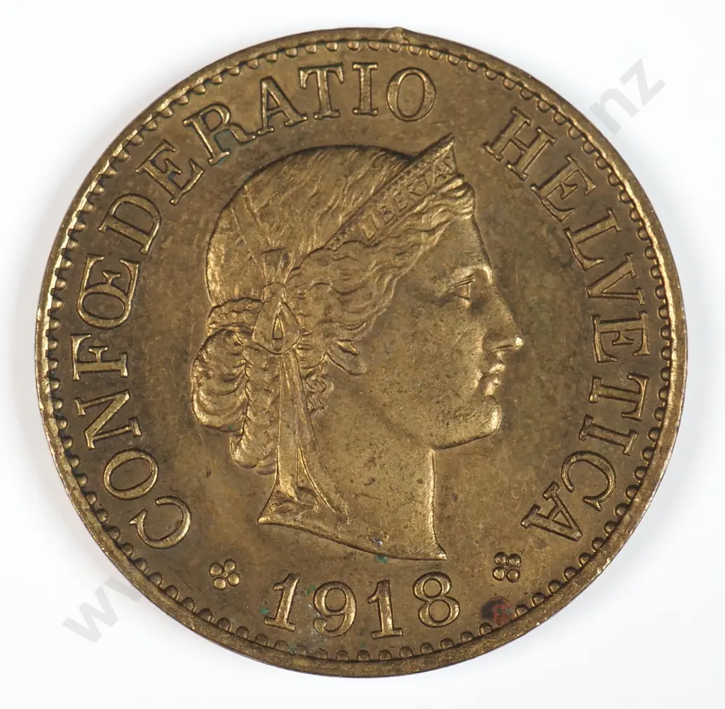 Switzerland 1918 Ten Rappen, Extremely Fine Image 1++