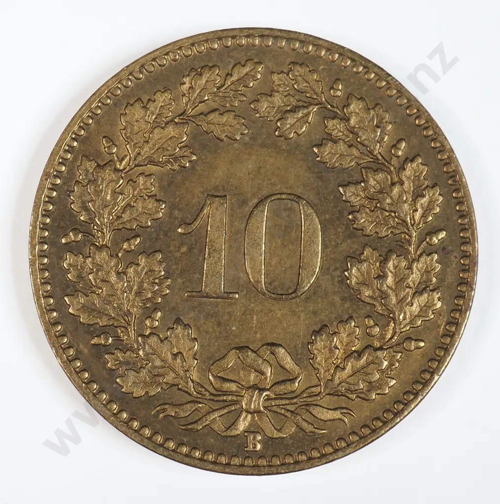 Switzerland 1918 Ten Rappen, Extremely Fine Image 1++