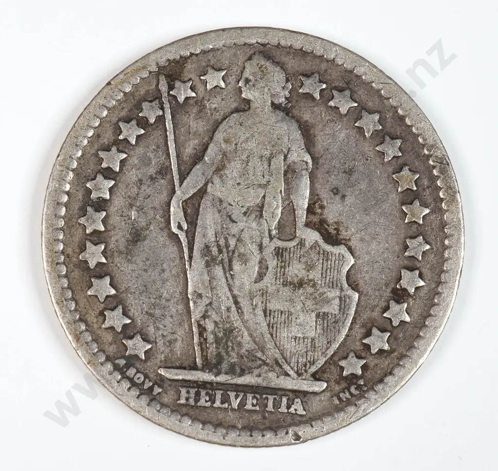 Switzerland 1879 Half Franc, Fine Image 1++