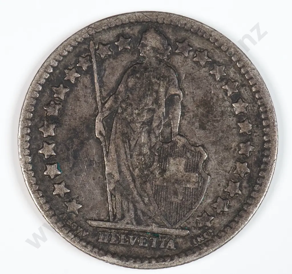 Switzerland 1882 Half Franc, Very Fine ( Dark Tone ) Image 1++