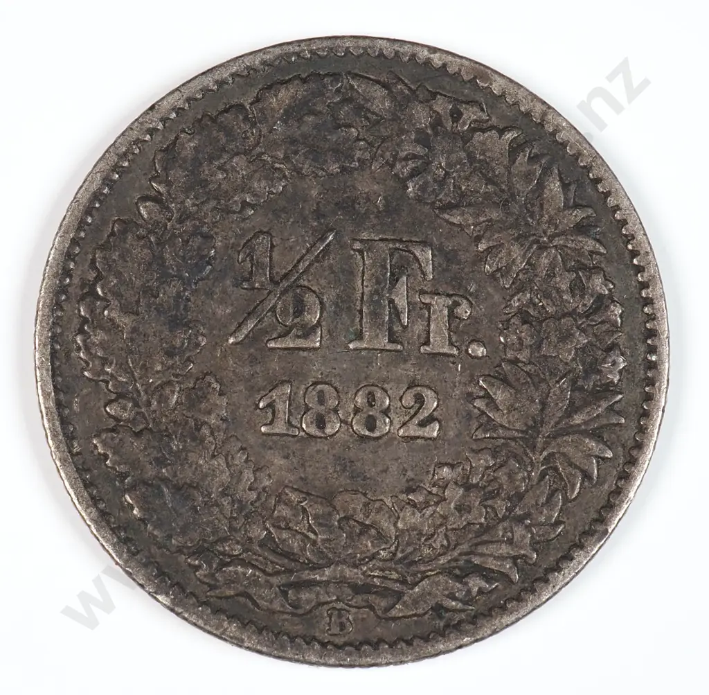 Switzerland 1882 Half Franc, Very Fine ( Dark Tone ) Image 1++
