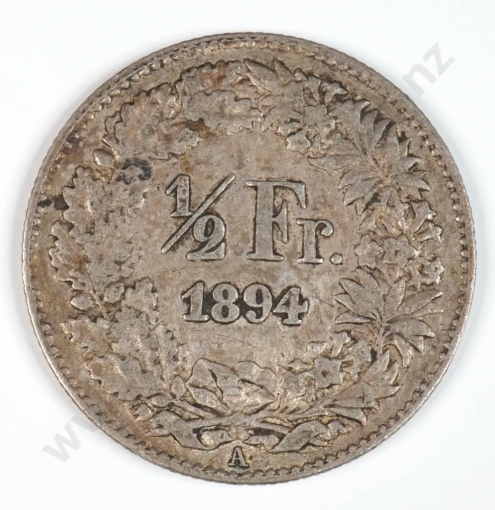 Switzerland 1894 Half Franc, Fine Image 1++