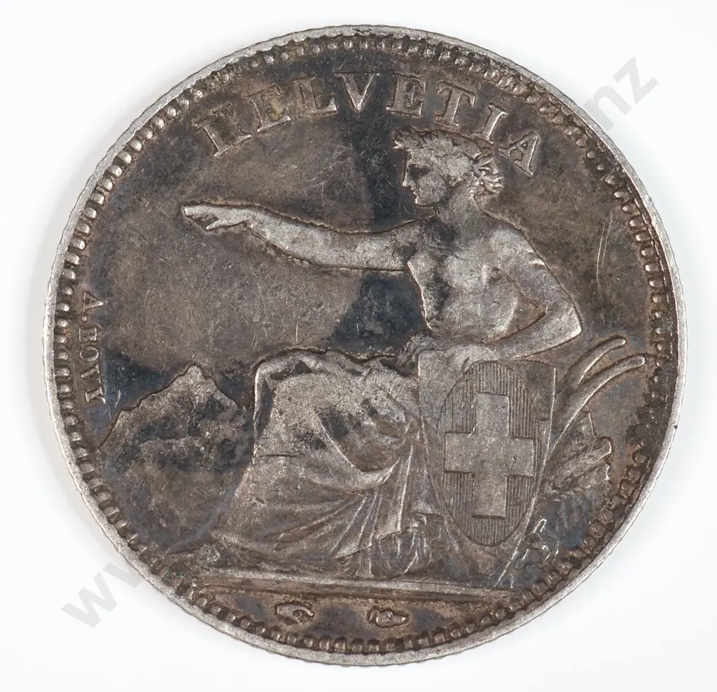 Switzerland 1851 One Franc, Very Fine Image 1++