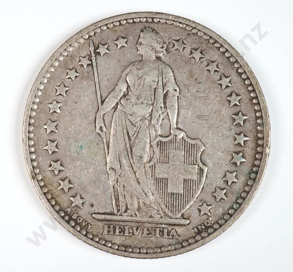Switzerland 1879 Two Francs, Very Fine Image 1++