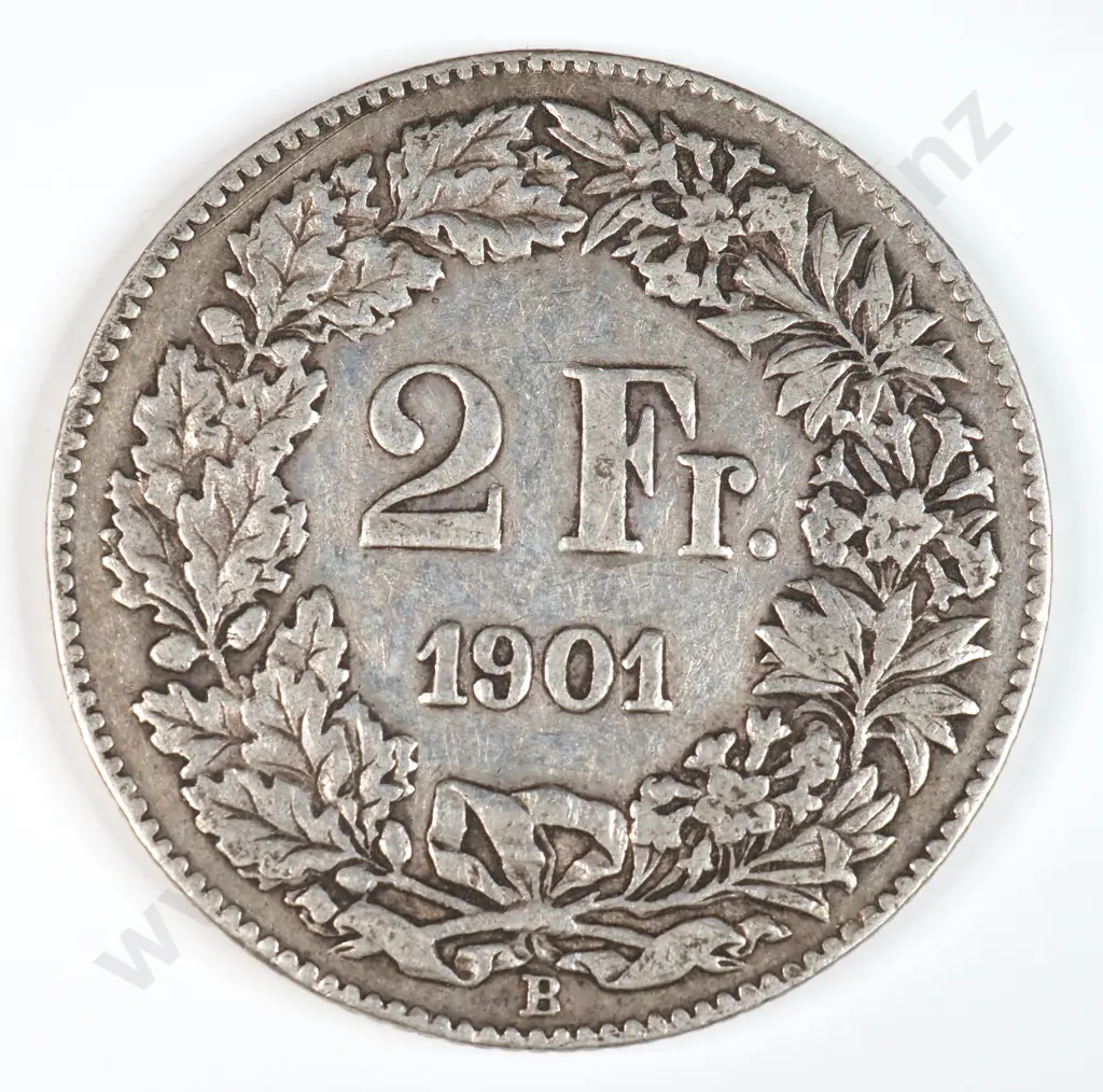 Switzerland 1901 Two Francs, Very Fine Image 1++