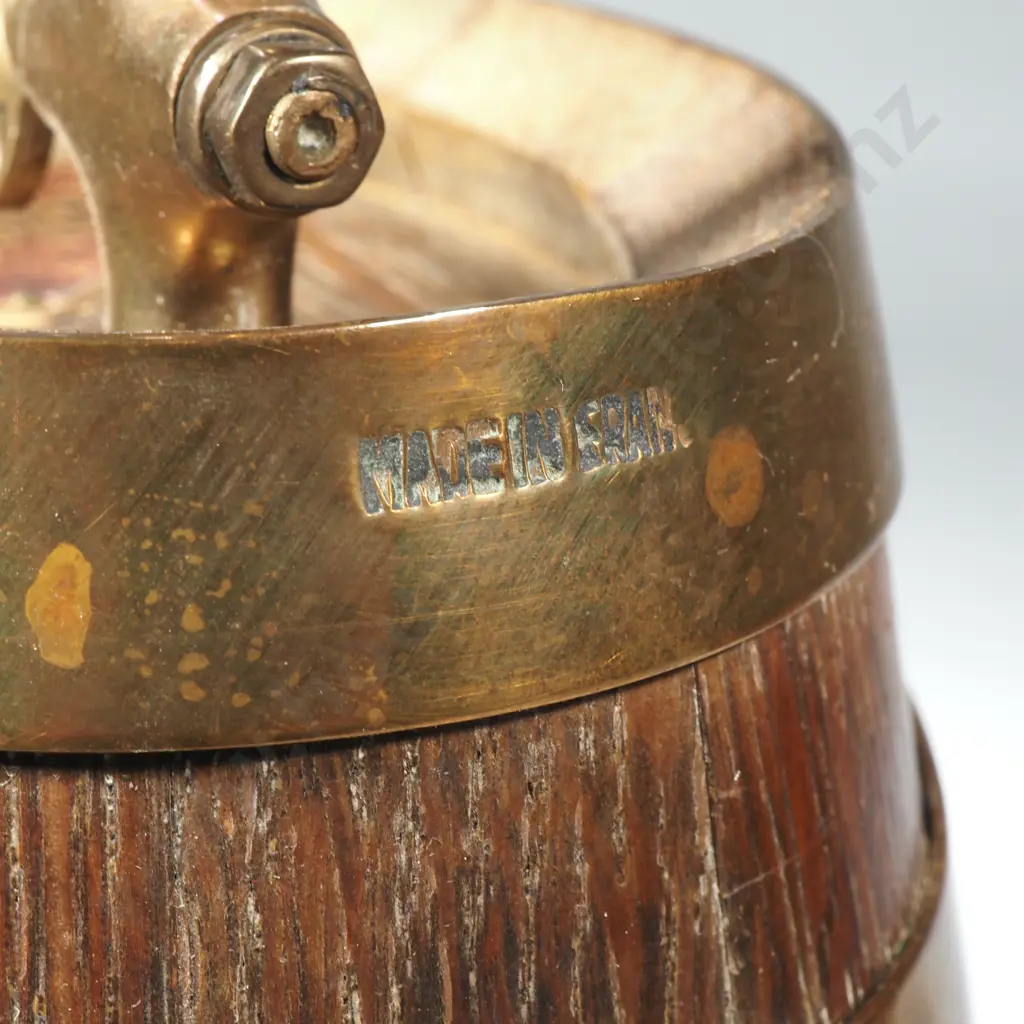 Oak Wine Barrel on Stand – Brass Spigot Image 1++