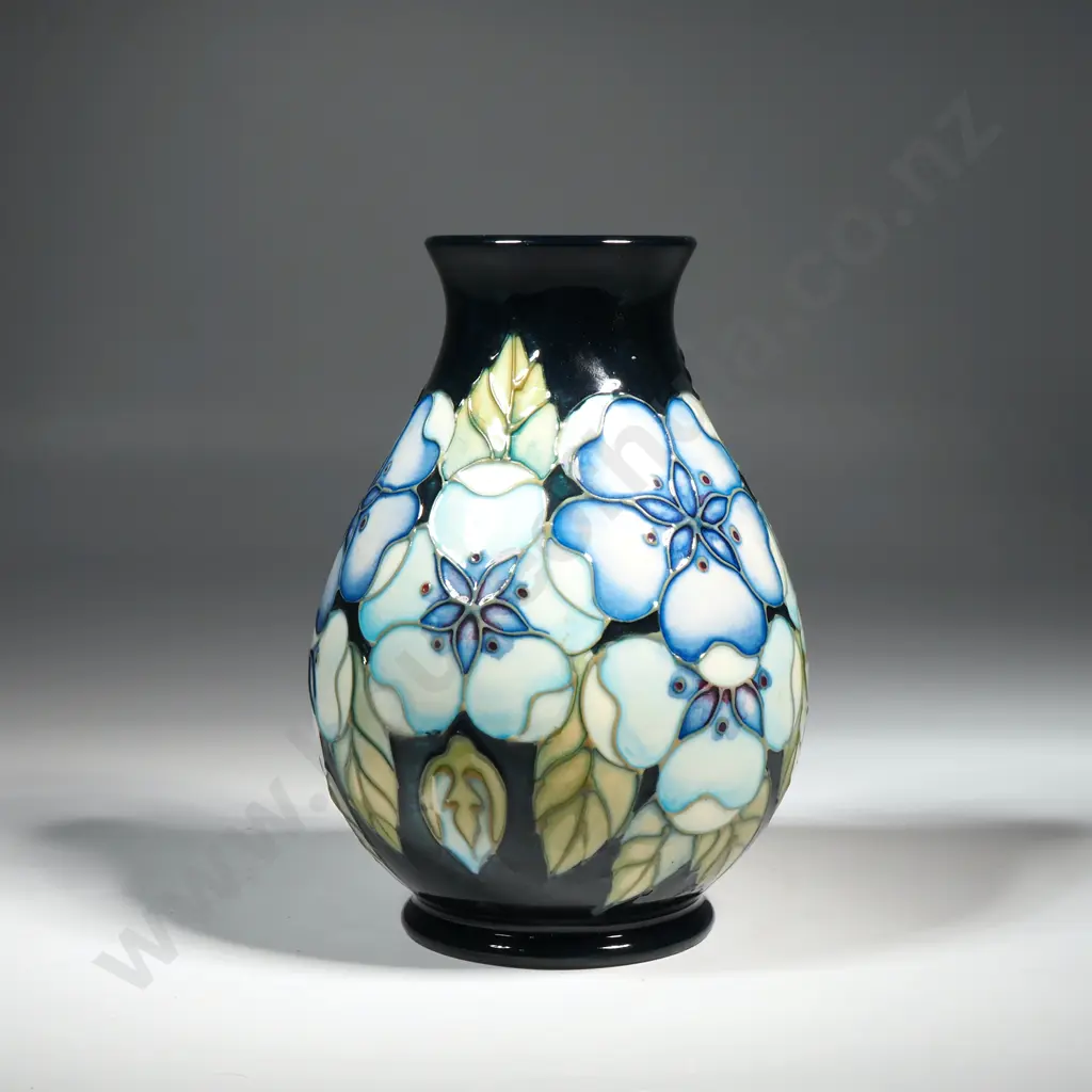 Moorcroft "Tudor Rose Blue" Vase, Signed J Moorcroft Image 1++