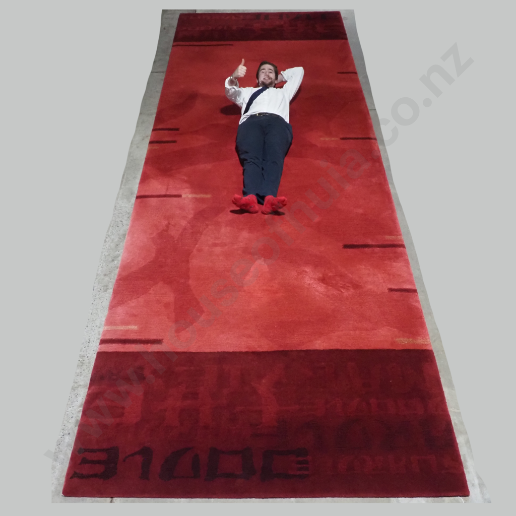 An Extra Large Modern Dilano Floor Rug in Red Tones & Words Image 1++