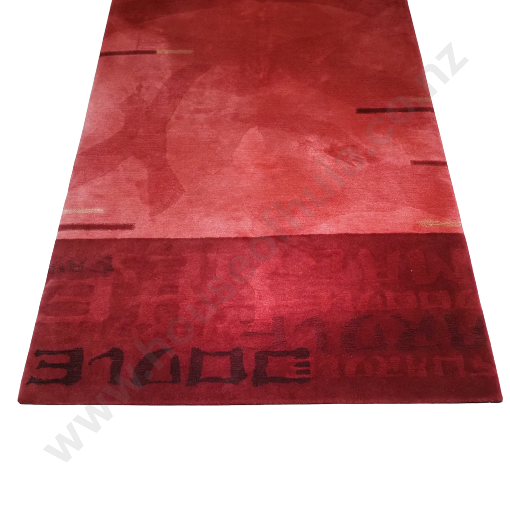 An Extra Large Modern Dilano Floor Rug in Red Tones & Words Image 1++