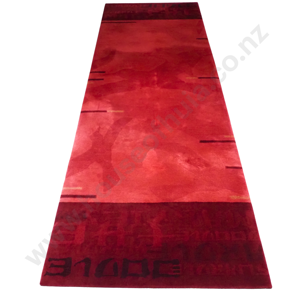 An Extra Large Modern Dilano Floor Rug in Red Tones & Words Image 1++