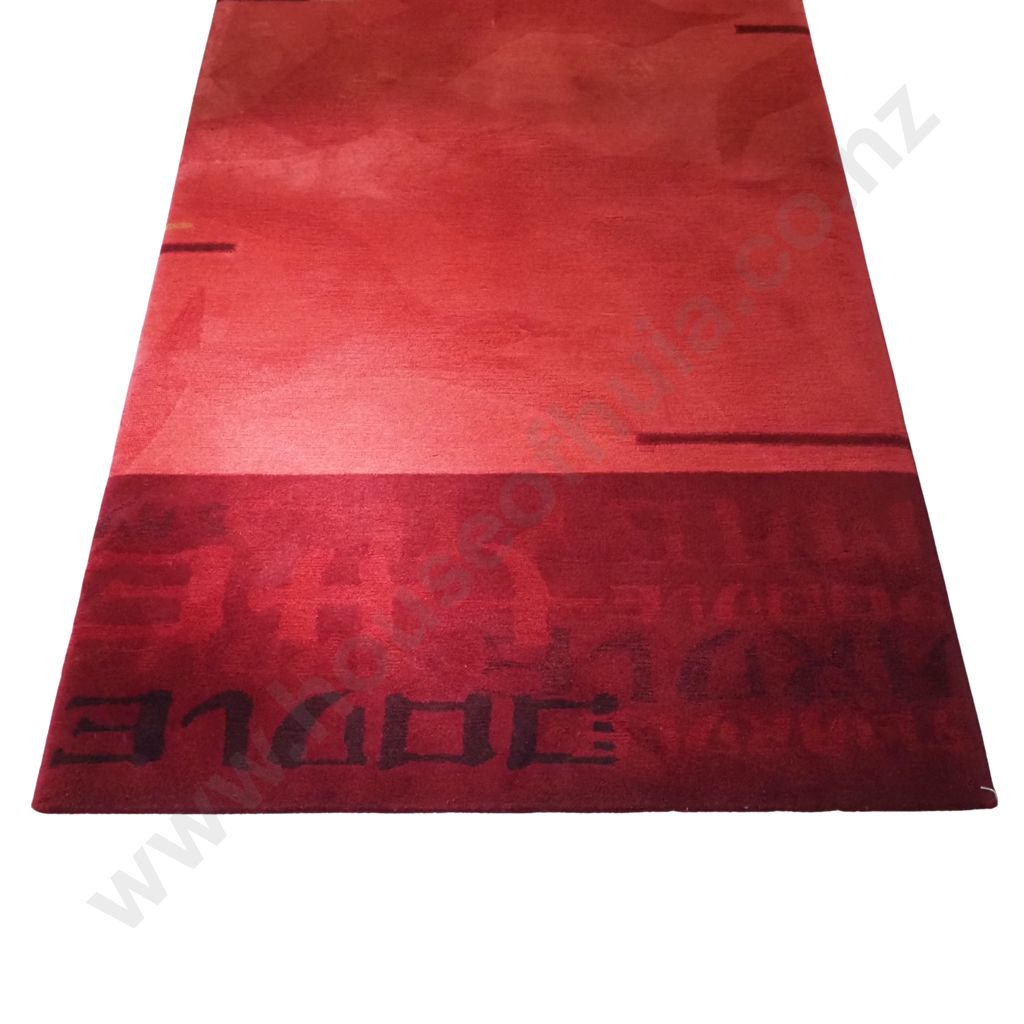 An Extra Large Modern Dilano Floor Rug in Red Tones & Words Image 1++