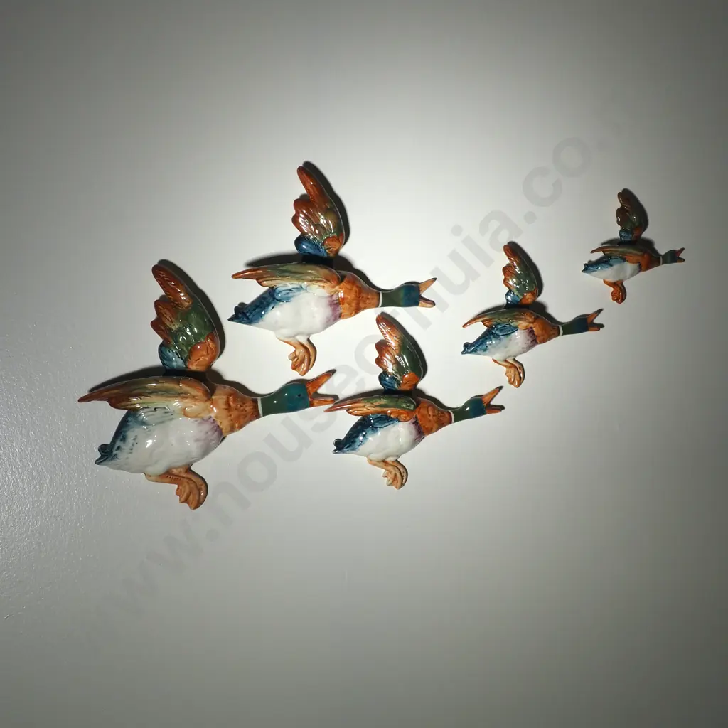 Graduated Set of 5 Vintage Beswick Mallard Flying Ducks 20th-Century England Image 1++