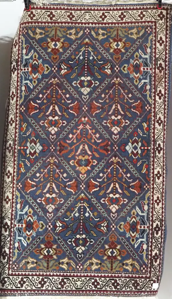 Vintage Caucasian Ghendjeh Rug w Diamond Lattice Pattern Image 1++