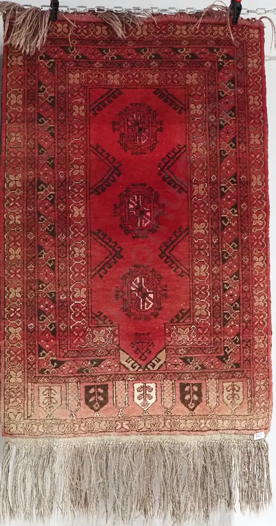 Vintage Hand Knotted Afghanistan Prayer Rug Image 1++