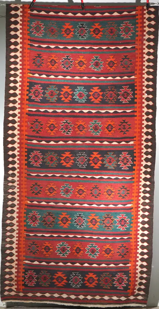Large Vintage Hand Made Turkish Kilim w Geometrical Patterns Image 1++