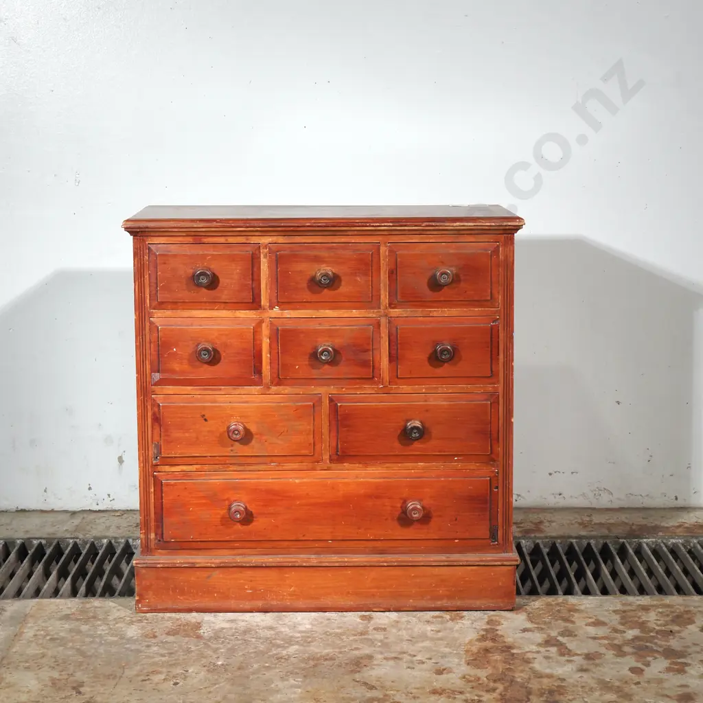 Colonial Wooden Chest of Nine Drawers Image 1++