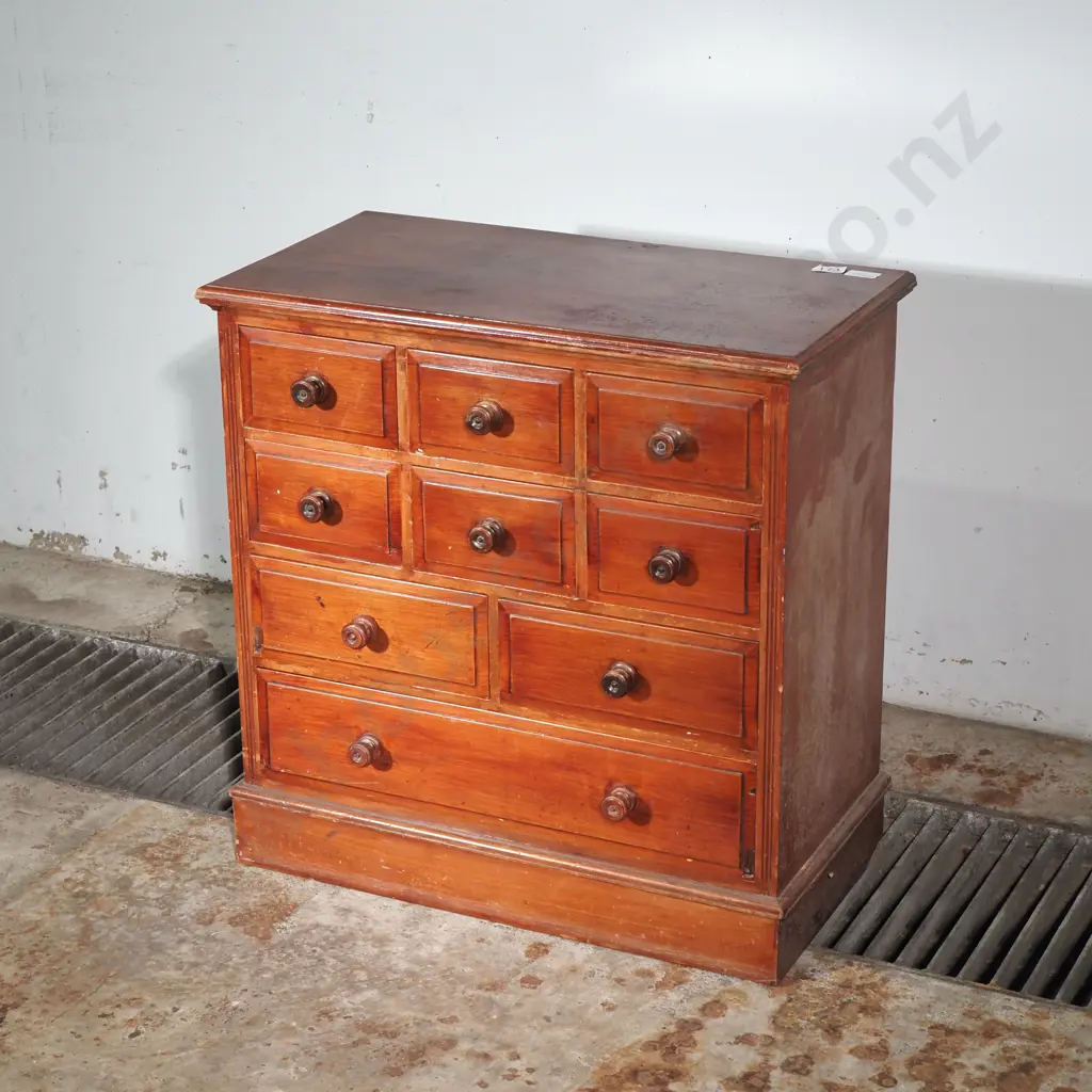 Colonial Wooden Chest of Nine Drawers Image 1++