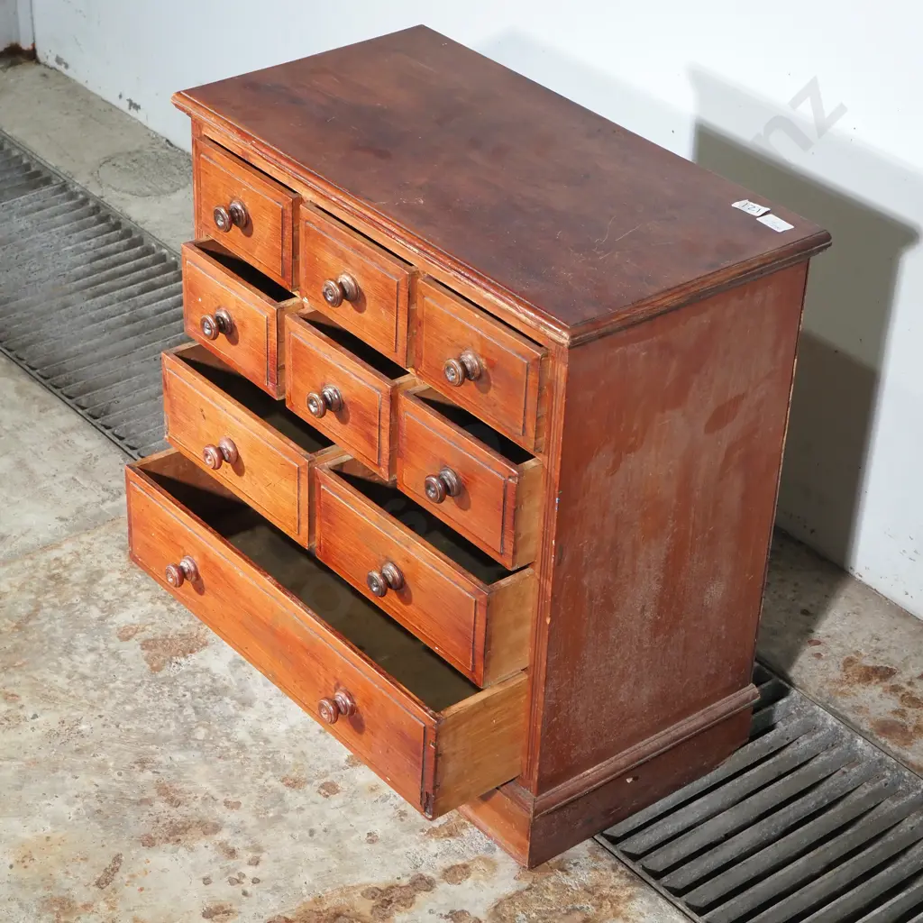 Colonial Wooden Chest of Nine Drawers Image 1++