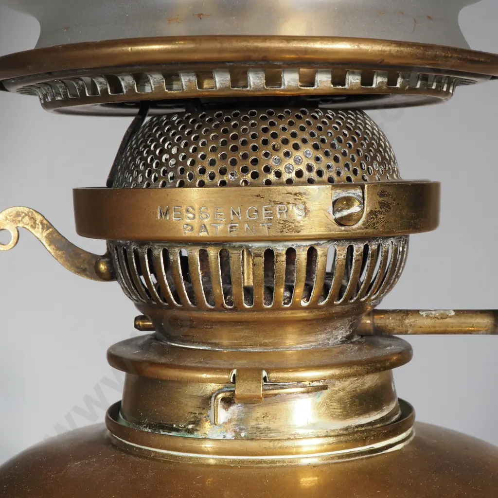 Impressive Doulton Lambeth Oil Lamp w Brass Double Burner Image 1++