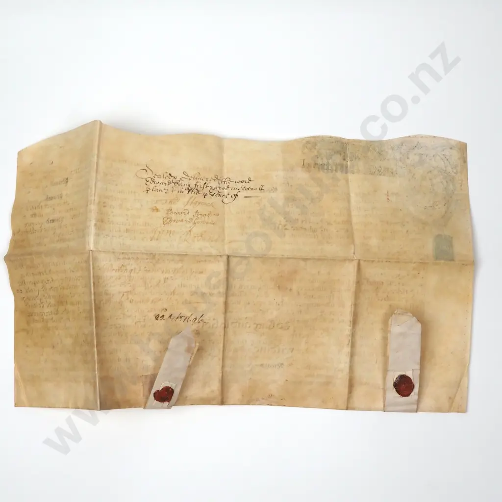 Deed - Whitacre Warwickshire - 1696 - Vellum & Seal & Stamp Duty Image 1++