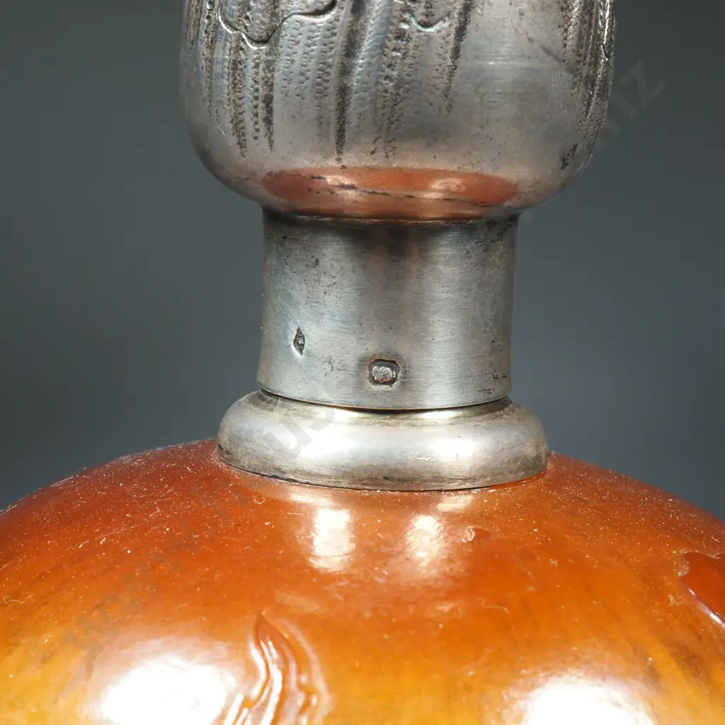 Early Émile Gallé Antique French Cameo Glass Perfume Bottle w French Art Nouveau Silver Lid Image 1++