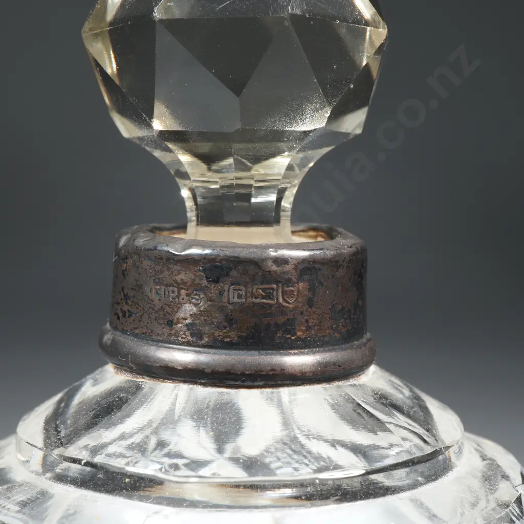 Sterling Silver & Cut Glass Perfume Bottle Image 1++