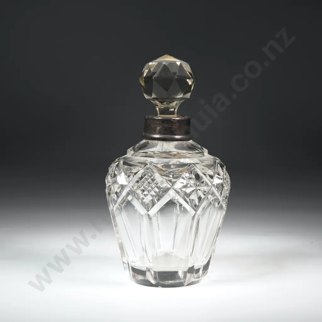 Sterling Silver & Cut Glass Perfume Bottle Image 1++