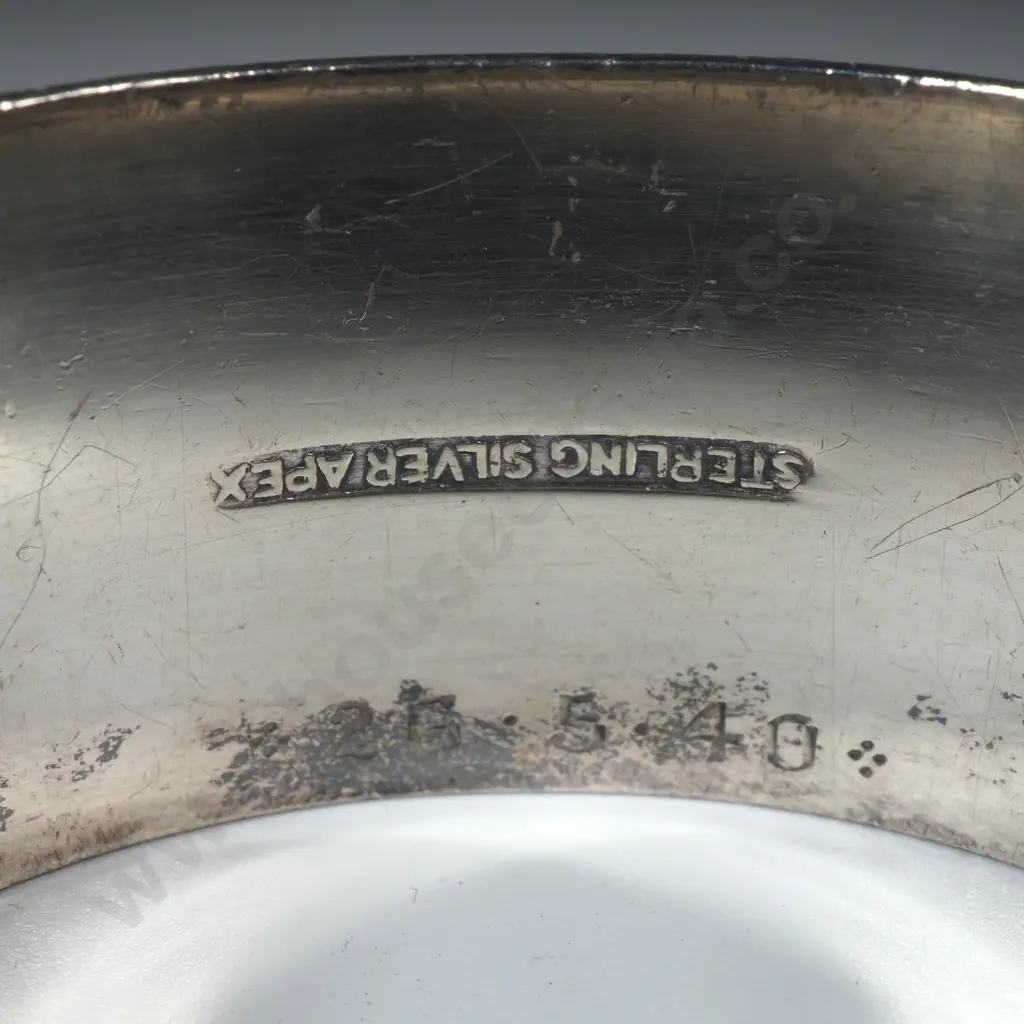 Sterling Silver Engine Turned Serviette Ring Initialled JASH Image 1++