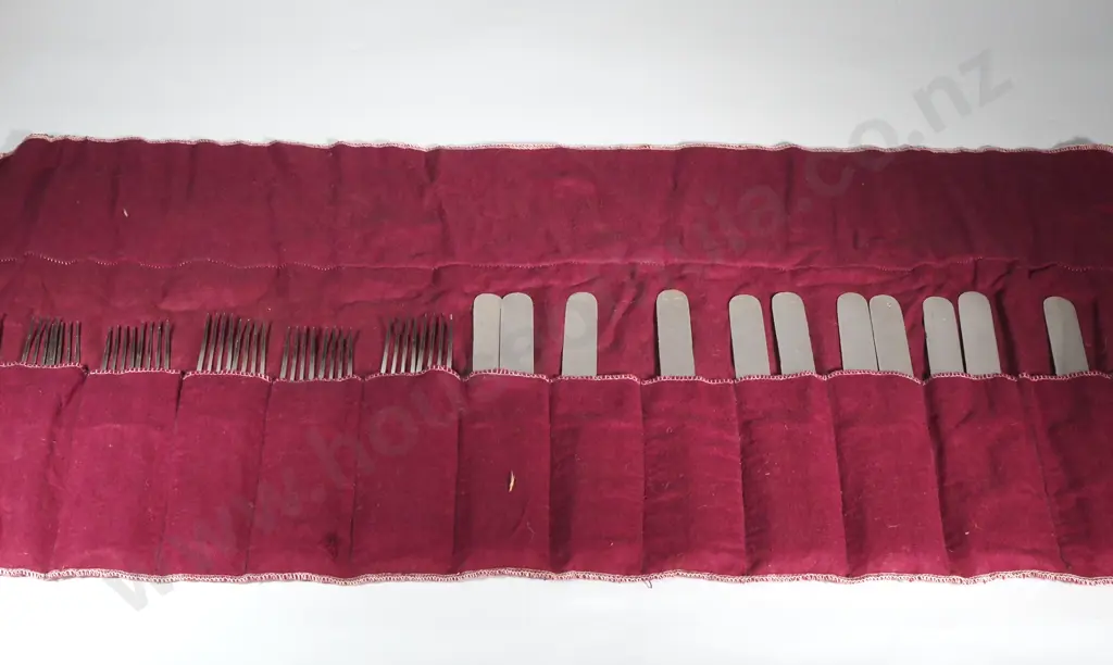 Set of Twelve EPNS Knives & Forks w Griffin Crest Image 1++