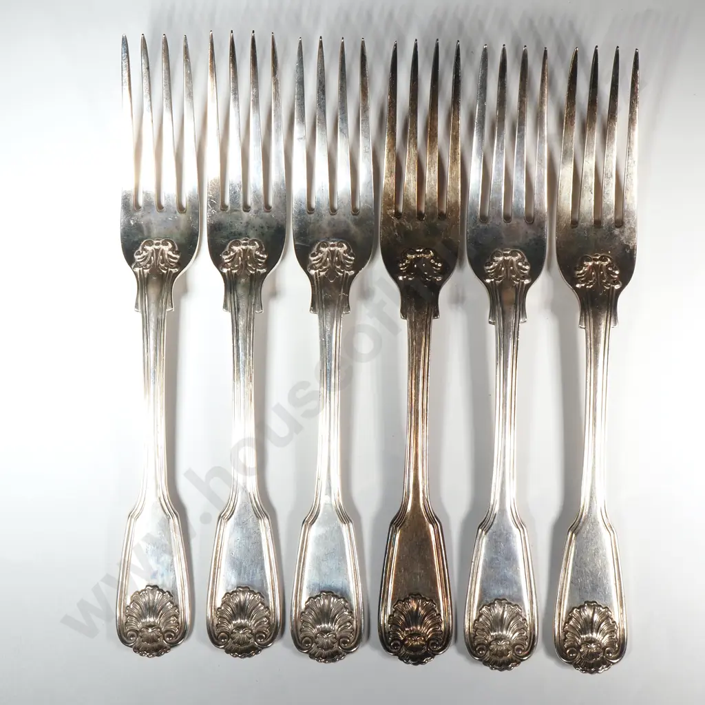 Six William IV Sterling Silver Table Forks, Mary Chawner - London 1836 Image 1++
