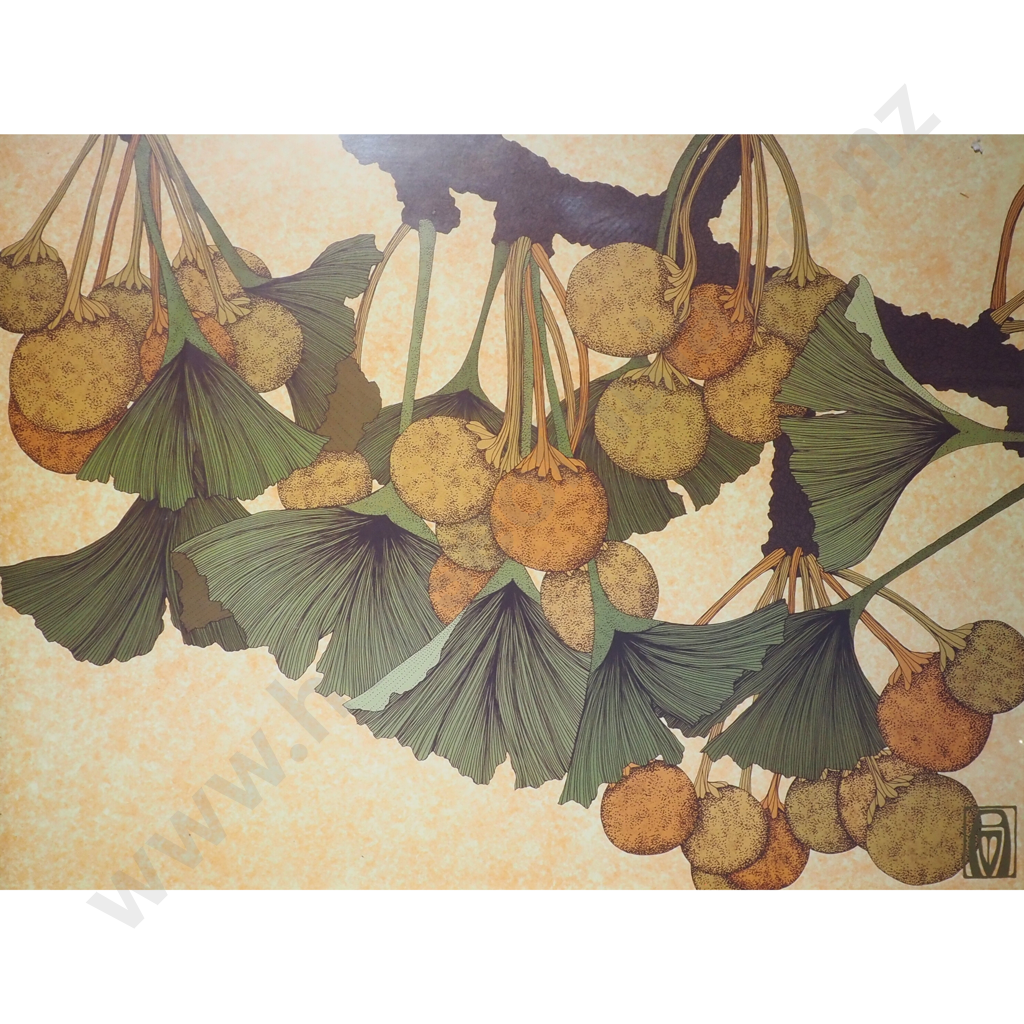 American Artist Anita Munman Arts & Crafts Print "Gingko in Autumn" Image 1++