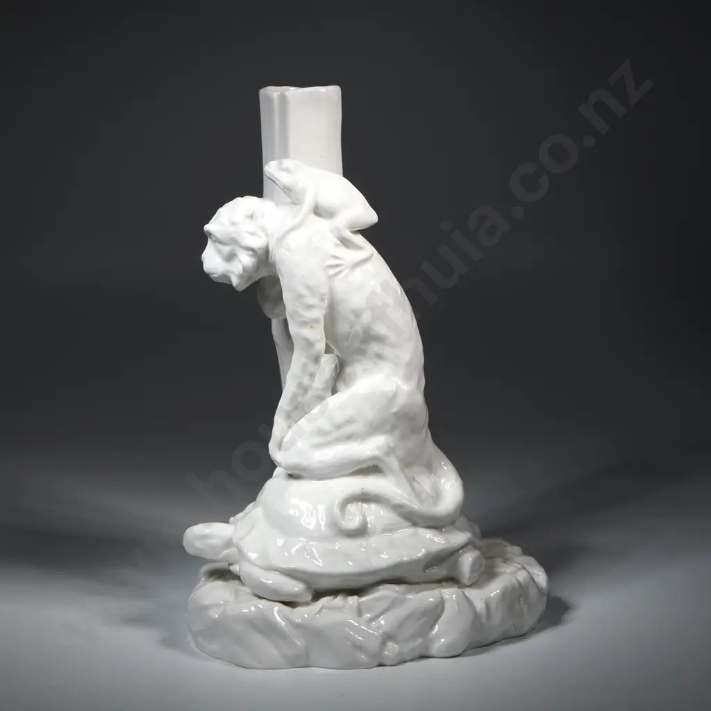 Antique Royal Worcester Spill Vase Showing a Frog on a Monkey - on a Turtle Image 1++