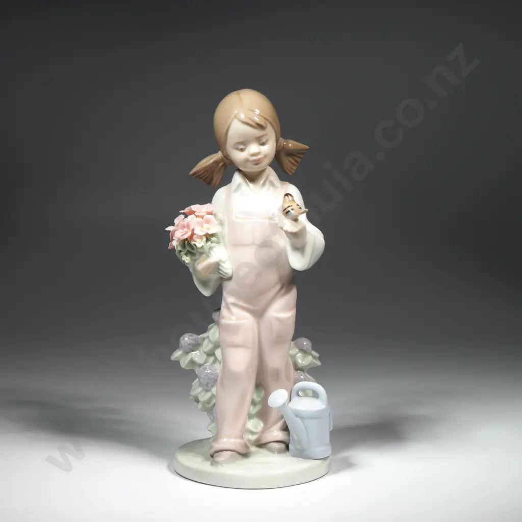 Lladro Figurine - Spring Girl w Overalls Image 1++