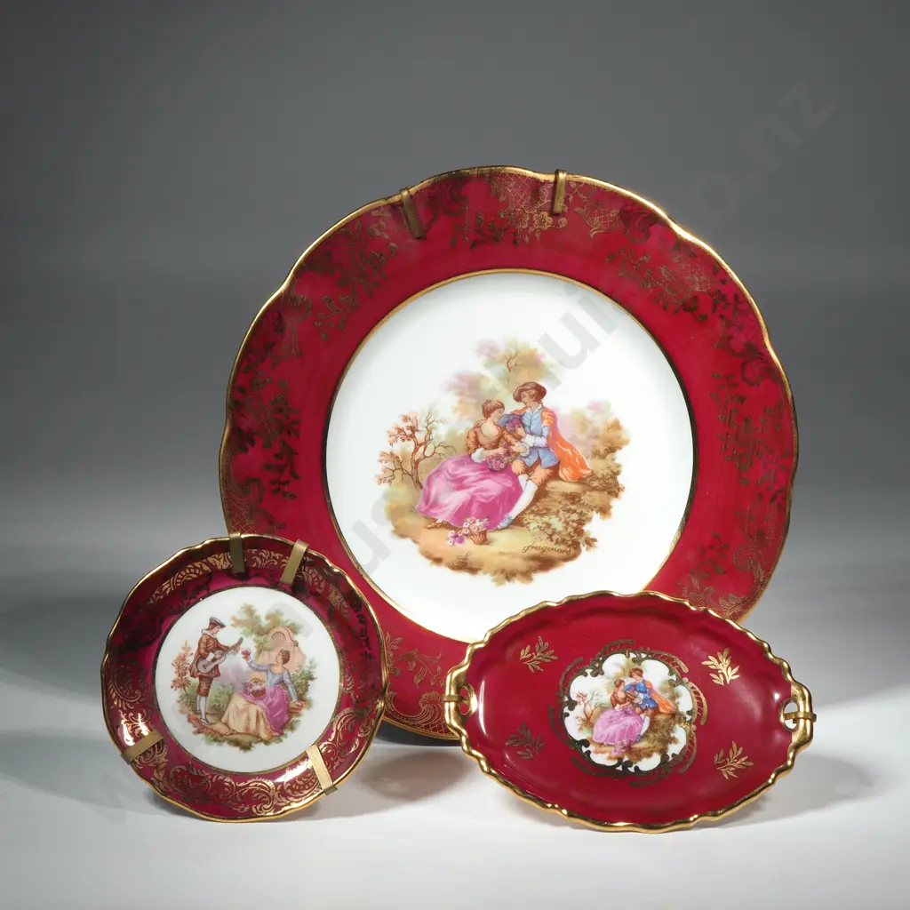 Large Limoges Wall Plate w a Small Oval Tray & a Small Plate Image 1++