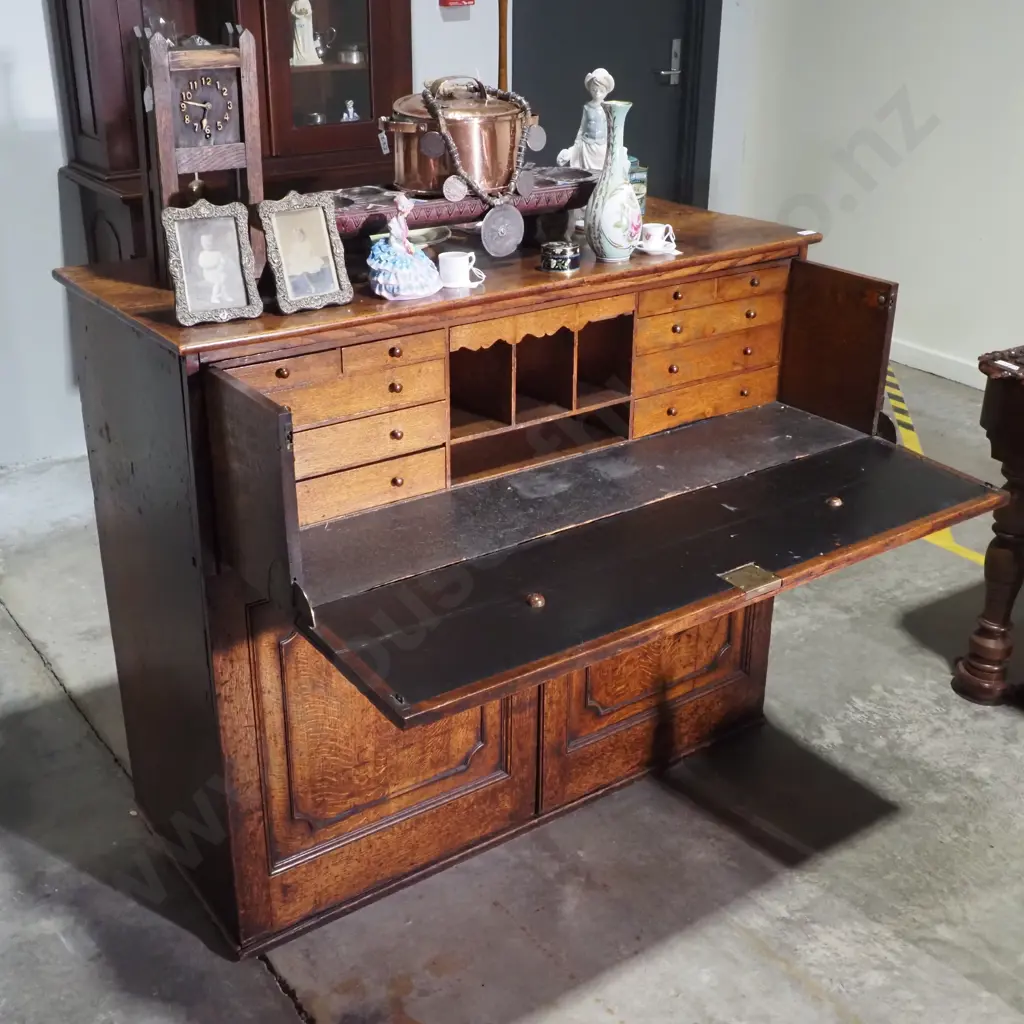 Georgian Oak Secretaire Bureau Desk Chiffonier Image 1++