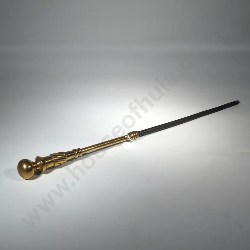 Vintage  Fire Poker, Brass,&Cast Iron. A  Decorative Fireside Tool. Image 1++