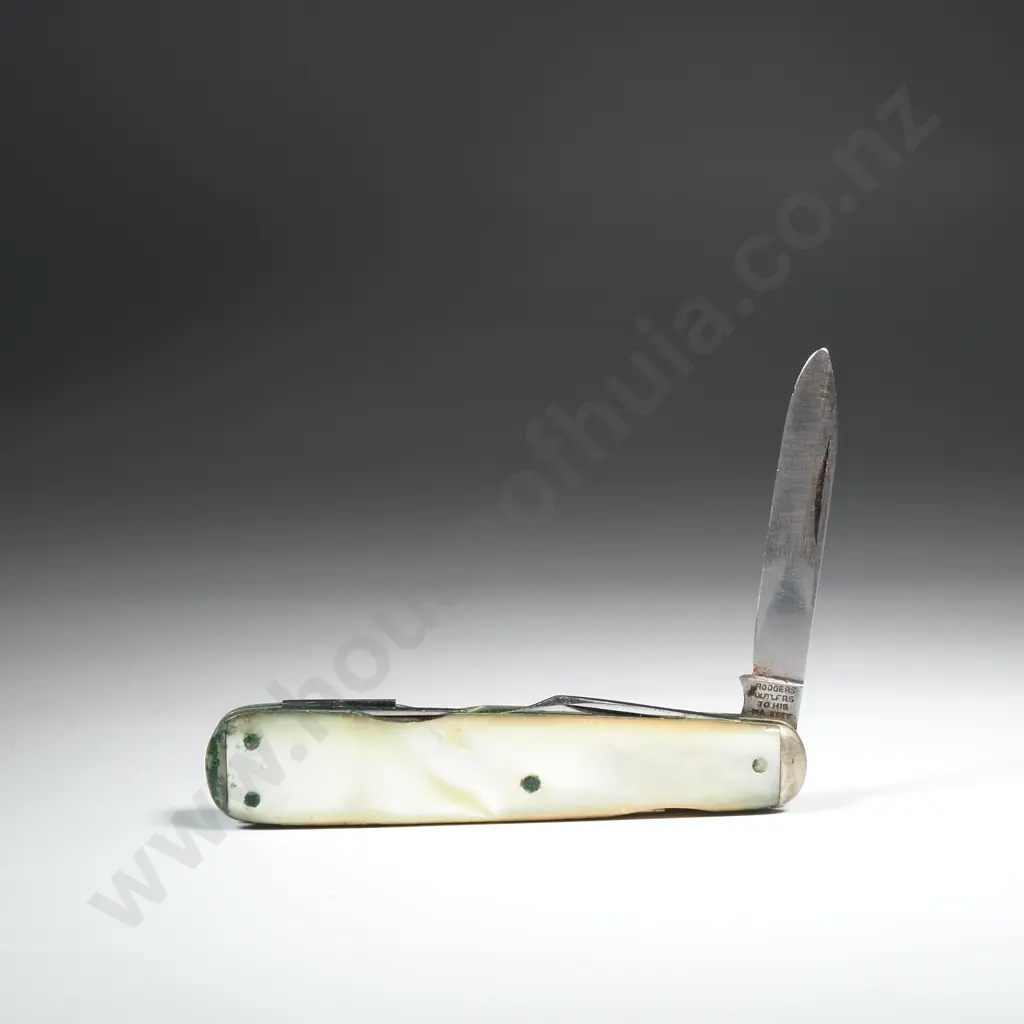 Vintage Mother Of Pearl Handled Two Blade Pocket Knife  Image 1++