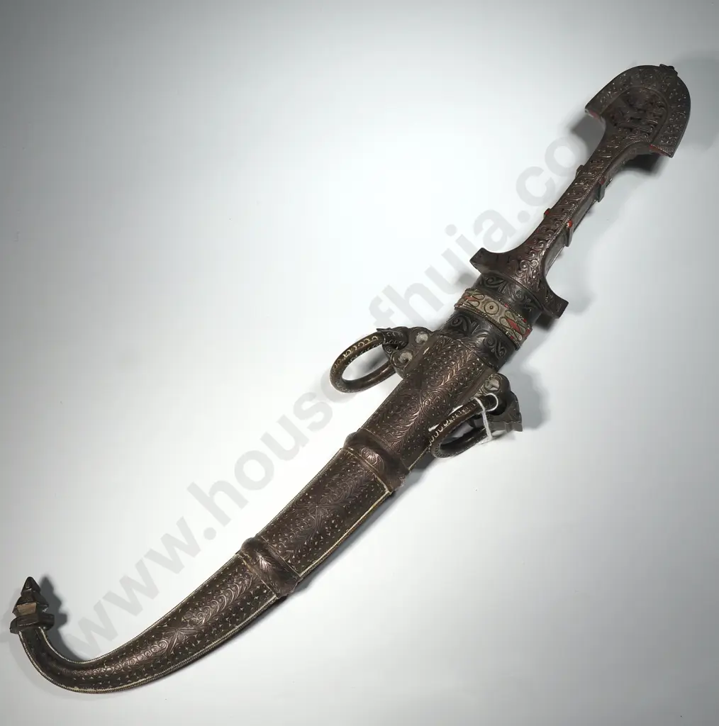Handmade Moroccan Koummya Dagger W Sheath w Ornate Embossed & Applied Decoration  Image 1++