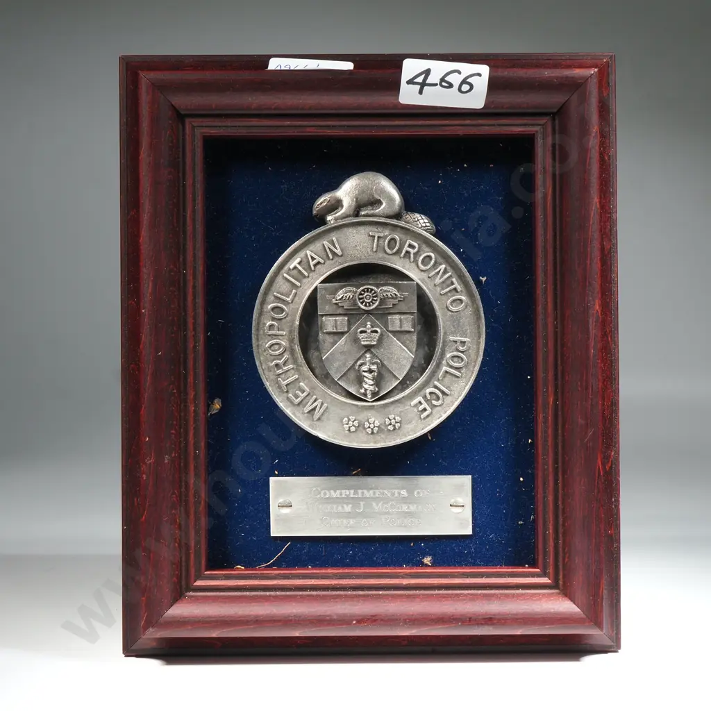 Metropolitan Toronto Police Wall Plaque from Chief of Police  Image 1++